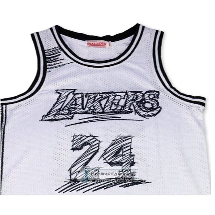 Camiseta Los Angeles Lakers Kobe Bryant NO 24 Mitchell & Ness 2007-08 Blanco